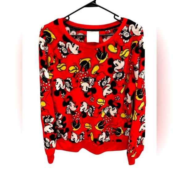 VINTAGE Disney Store Mickey & Minnie Red Sweater Women's Size Large SOFT - Picture 1 of 3